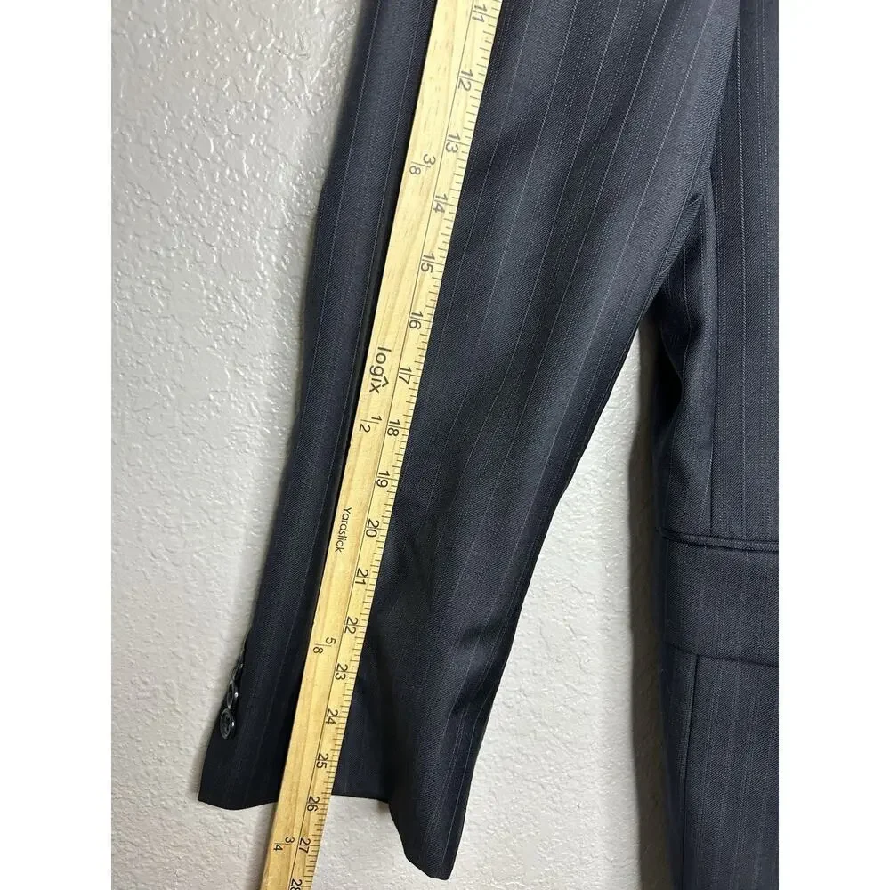Jos A Bank Blazer Mens 44L Navy‎ Pin Striped Wool Suit Jacket Sport Coat